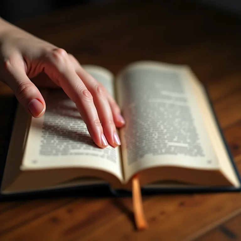 Mão fechando um livro com um marcador dentro