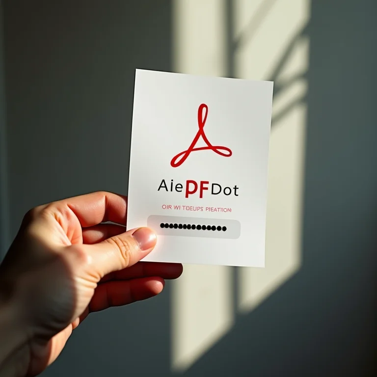 Mão segurando um documento PDF com aviso de proteção por senha no Adobe Acrobat.