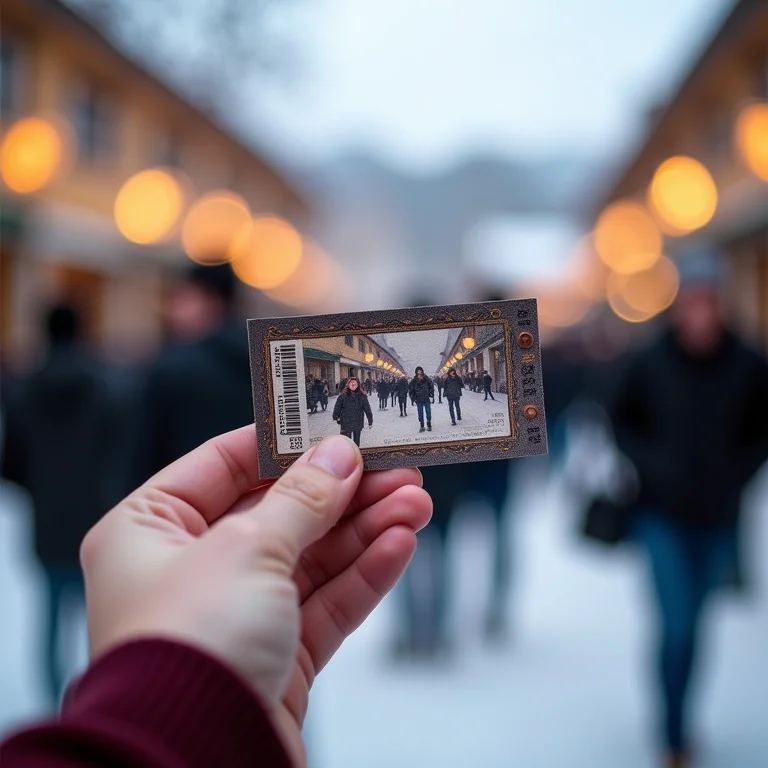 Mão segurando um ingresso para o Festival de Inverno em Campos do Jordão