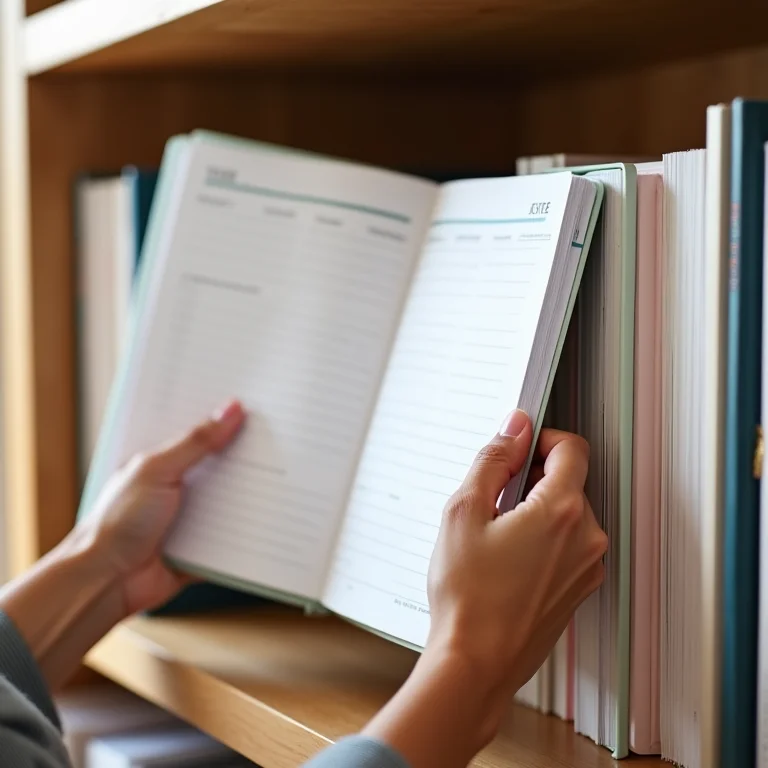 Mãos escolhendo um planner semanal