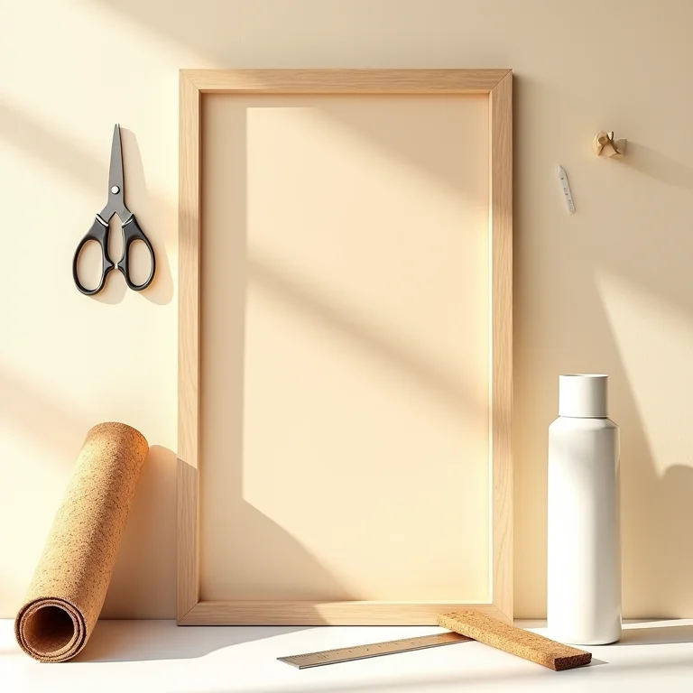 Materiais essenciais para fazer um quadro de cortiça.