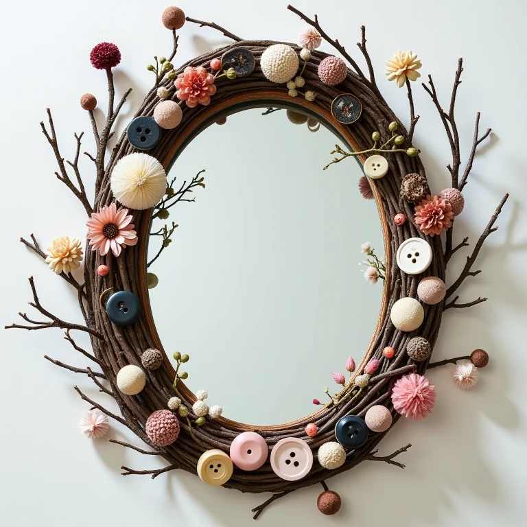 Materiais inusitados para molduras de espelho DIY