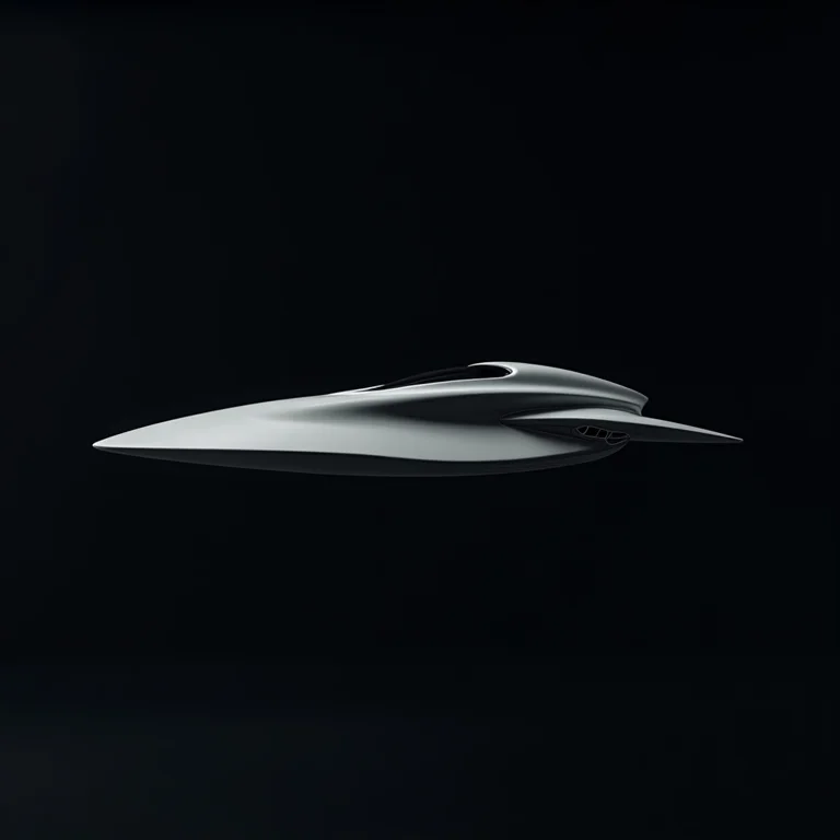 Modelo de nave espacial minimalista, representando as séries de ficção científica alienígena.