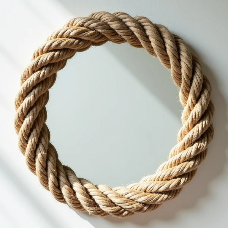 Moldura de espelho feita com corda ou sisal