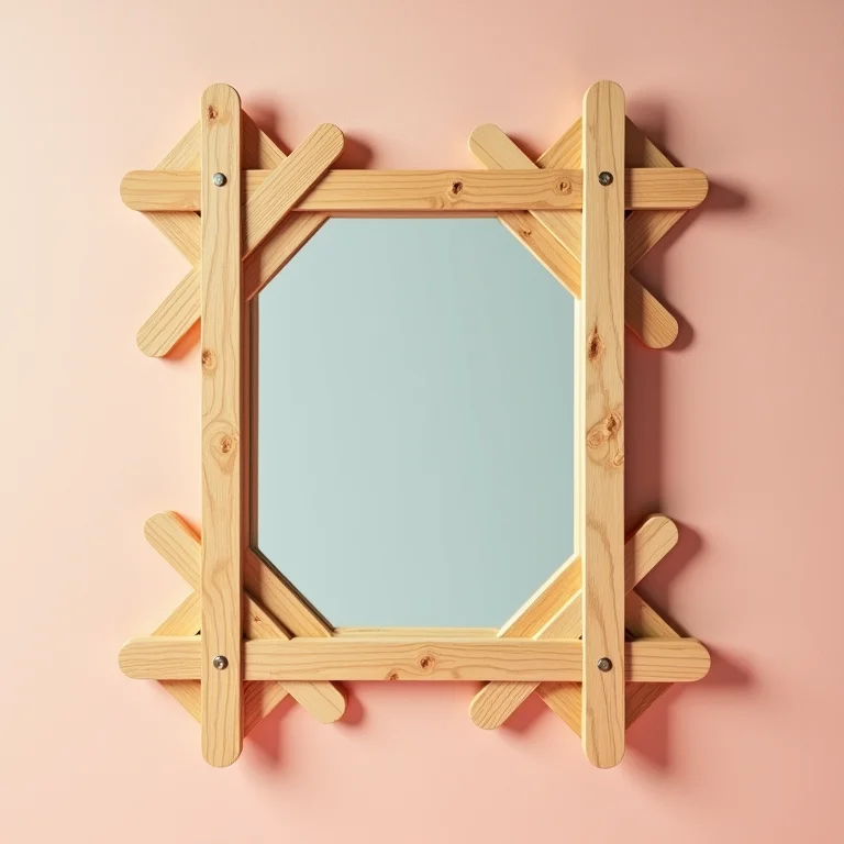 Moldura de espelho feita com palitos de picolé