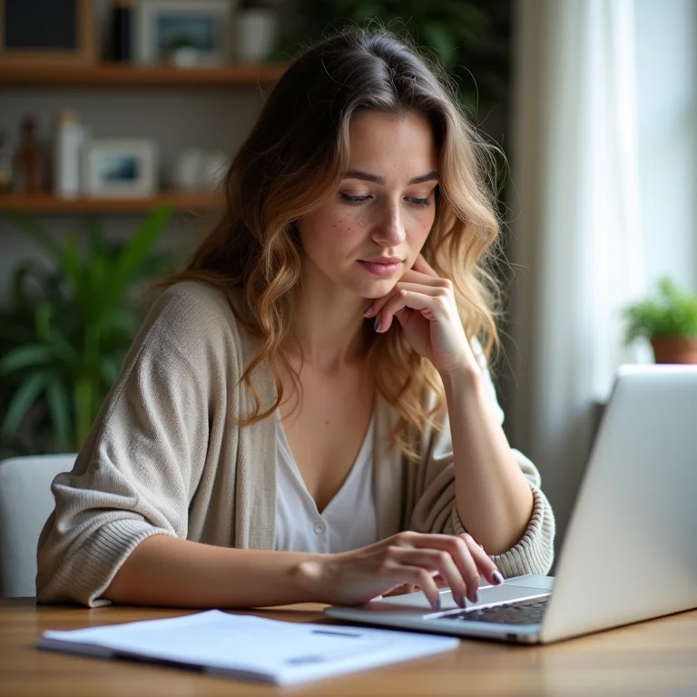 Mulher branca preenchendo formulário de inscrição online