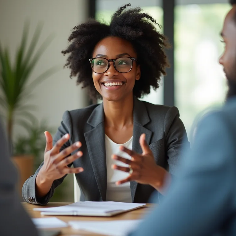 Mulher de negócios sendo direta em reunião