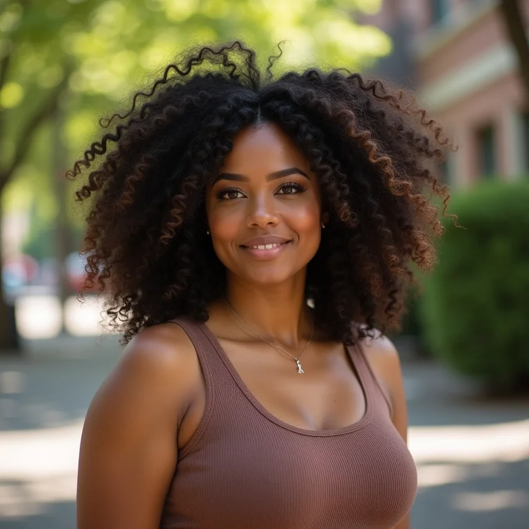 Mulher de tamanho médio olhando determinada em um parque