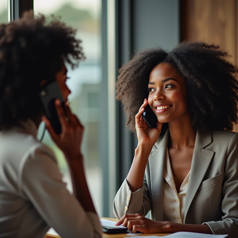 Mulher diversa ao telefone com atendimento ao cliente