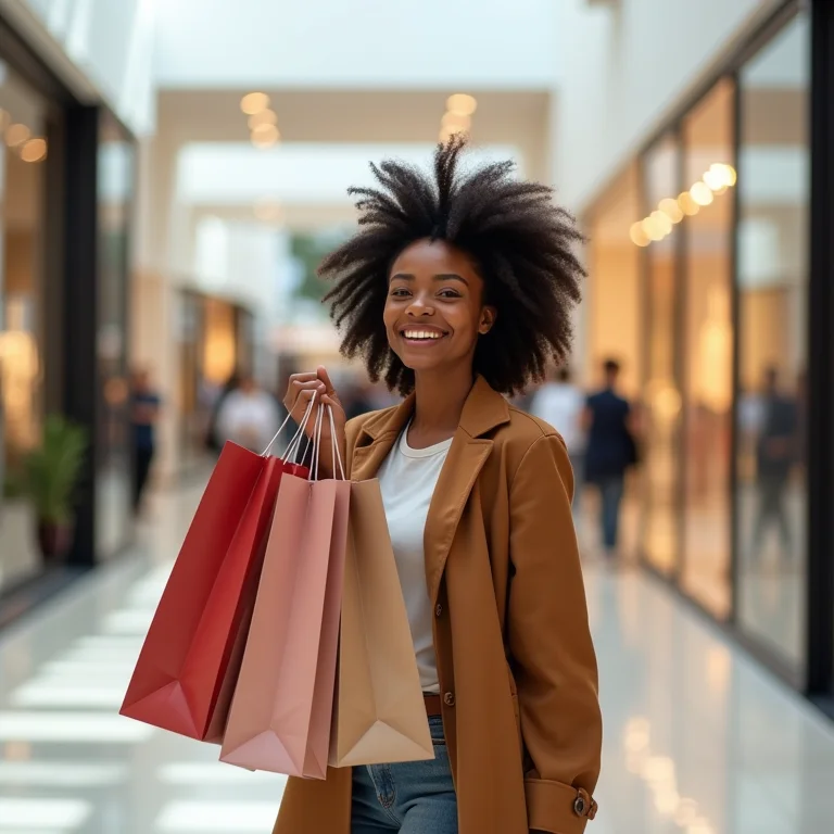 Mulher fazendo compras em shopping em Natal