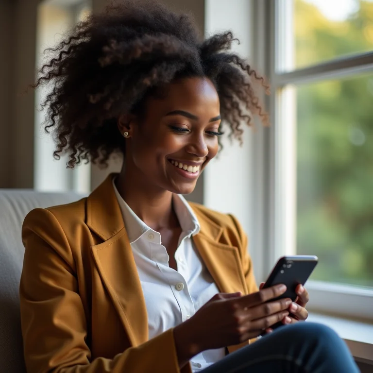 Mulher fazendo login no Gov.br pelo celular