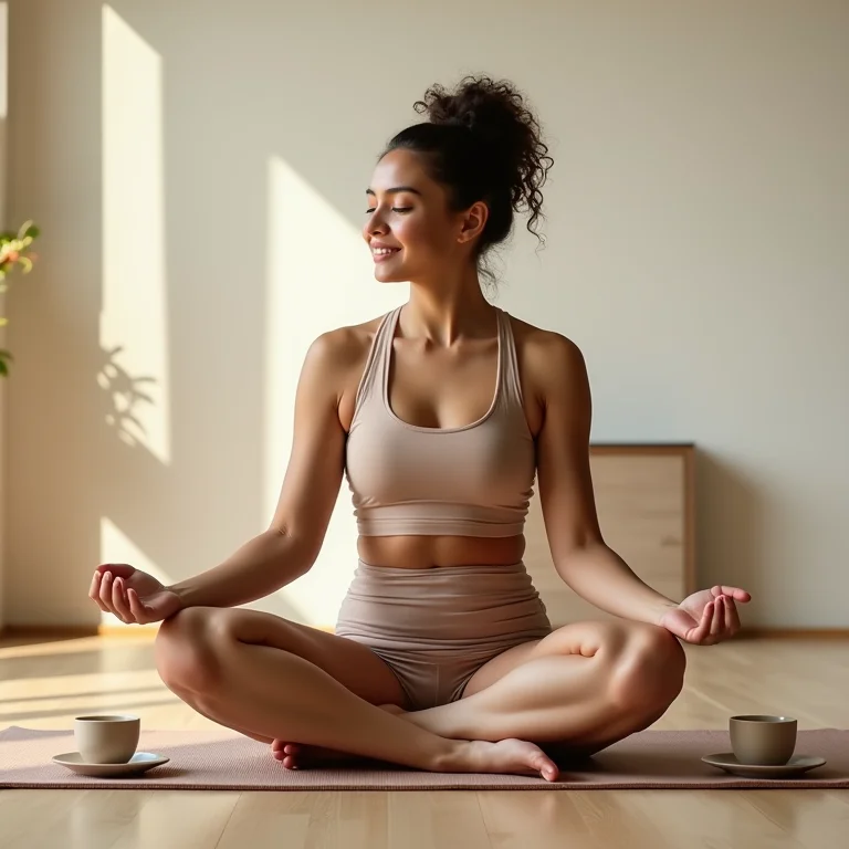 Mulher gorda incorporando o chá de espinheira santa em sua rotina matinal.