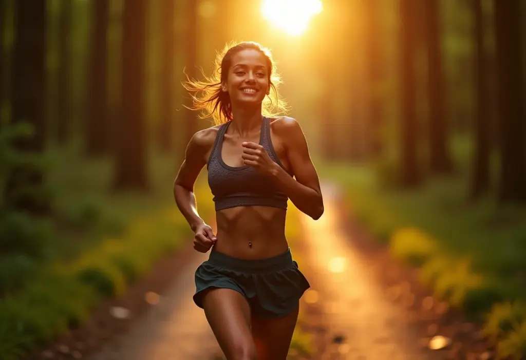 Mulher hidratando-se durante corrida de longa distância