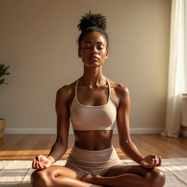 Mulher meditando em ambiente calmo, mindfulness e meditação