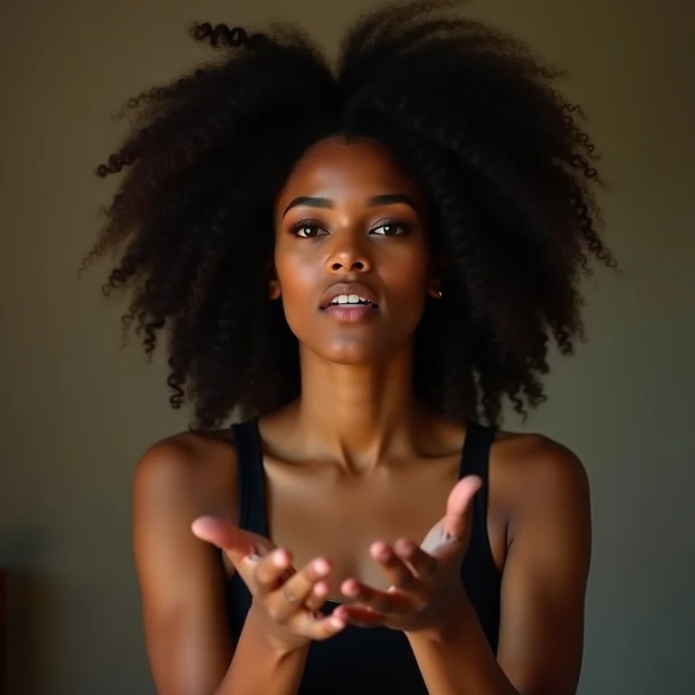 Mulher negra falando em cena de improviso