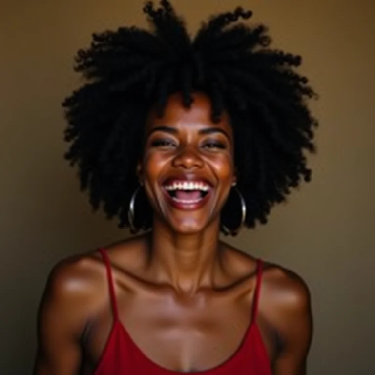 Mulher negra fazendo uma oferta em cena de improviso