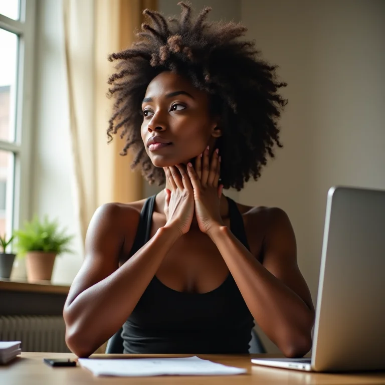 Mulher negra praticando yoga para reduzir o estresse no trabalho