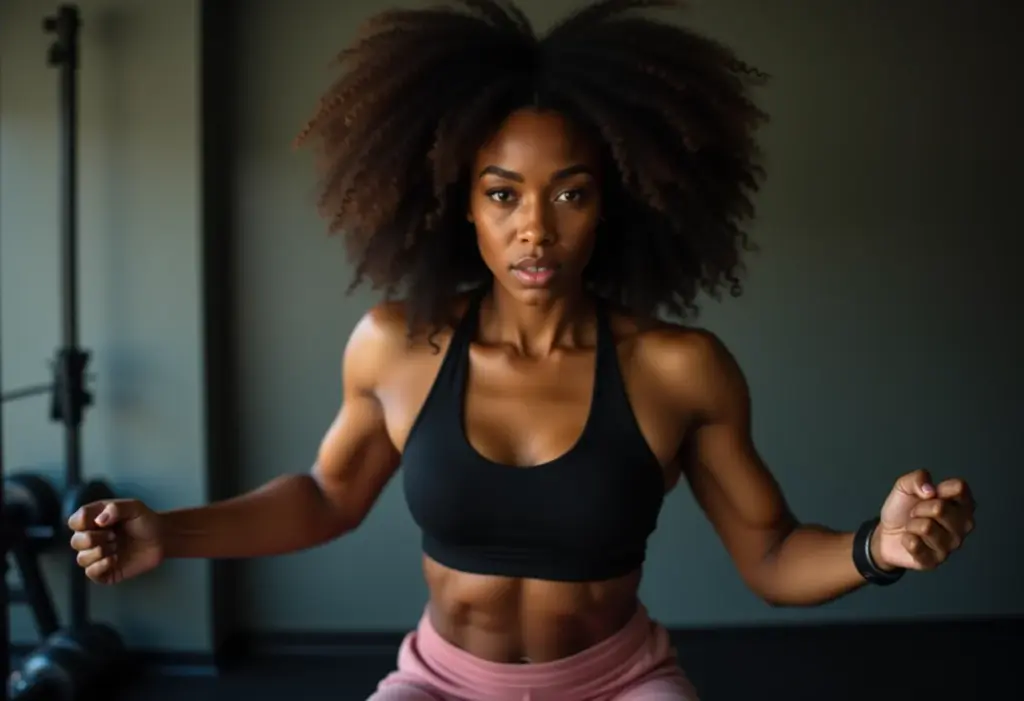 Mulher negra treinando HIIT