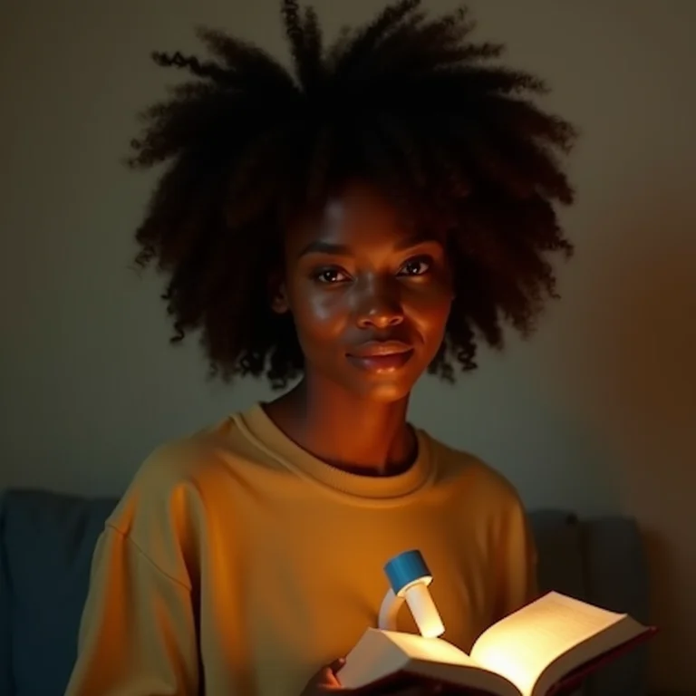 Mulher negra usando luminária de PVC com fita adesiva