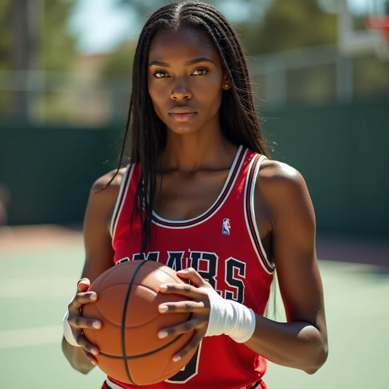 Mulher parda com camisa de Scottie Pippen, representando o papel do coadjuvante.