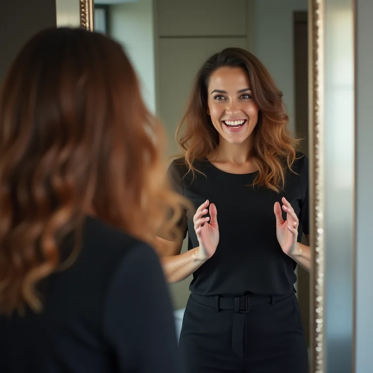 Mulher praticando elevator pitch para entrevista de emprego.