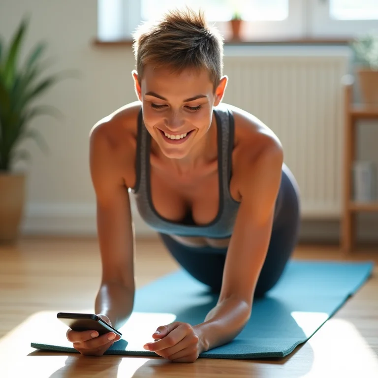 Mulher praticando exercícios com o FitOn