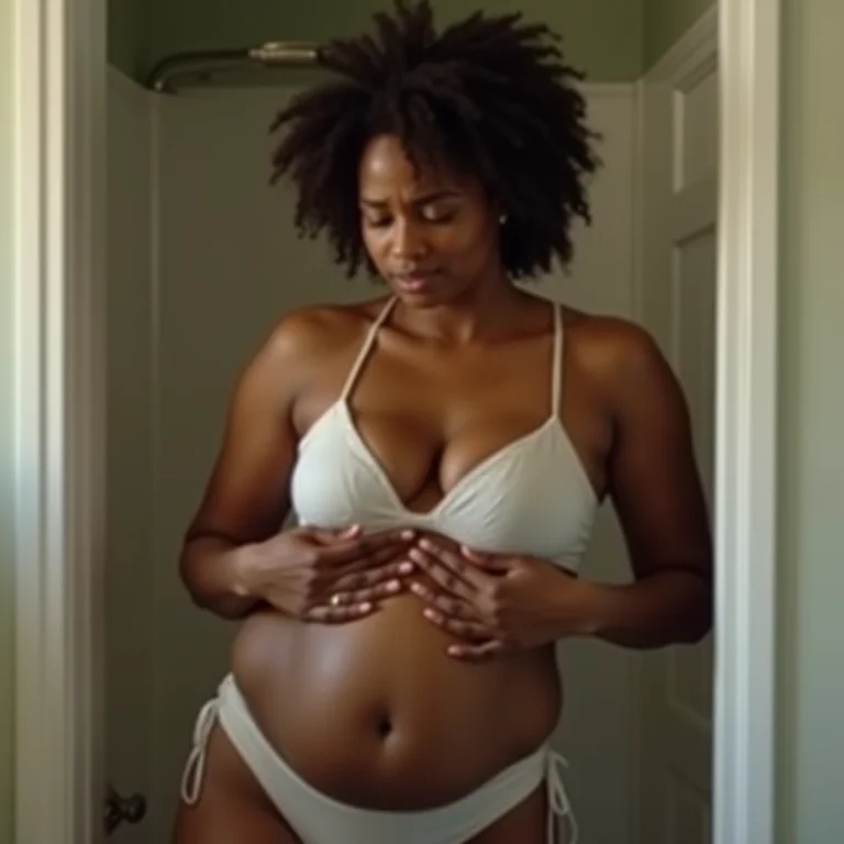 Mulher preocupada com o excesso de gordura corporal