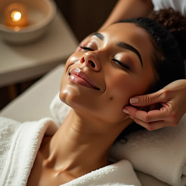 Mulher recebendo tratamento facial em Natal