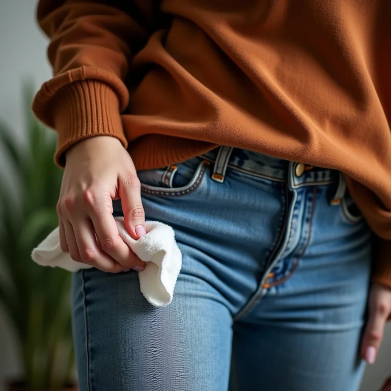 Mulher removendo mancha de cerveja com pano