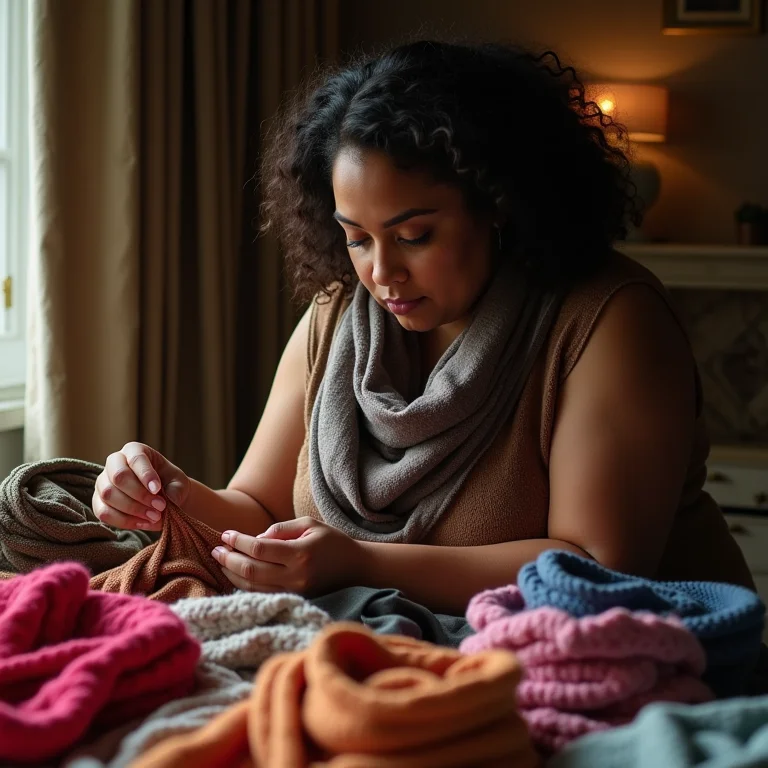 Mulher separando lenços para descarte