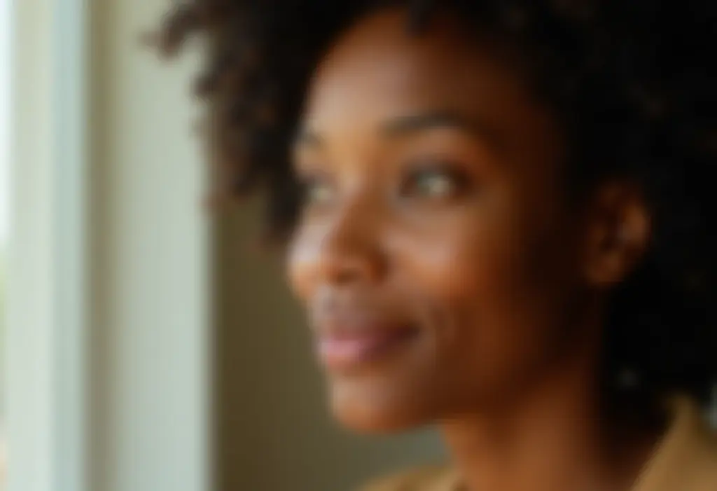 Mulher sorrindo com biometria facial no celular