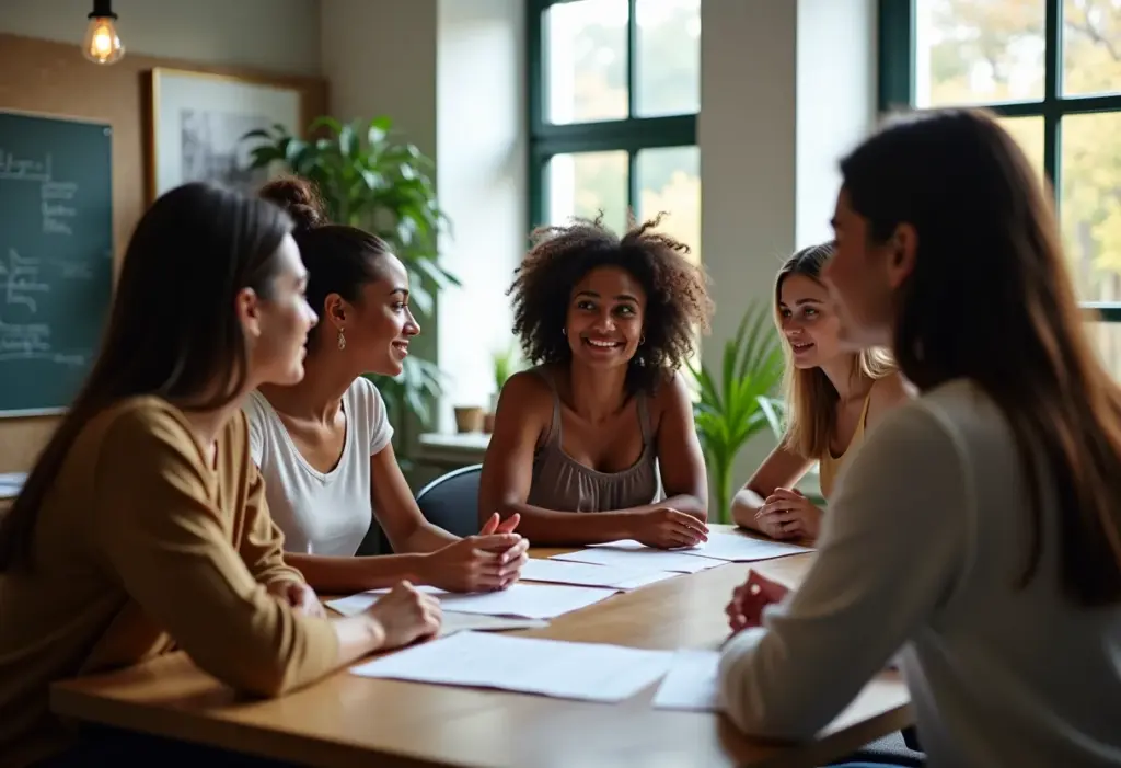 Mulheres diversas trabalhando juntas para resolver problemas complexos no trabalho