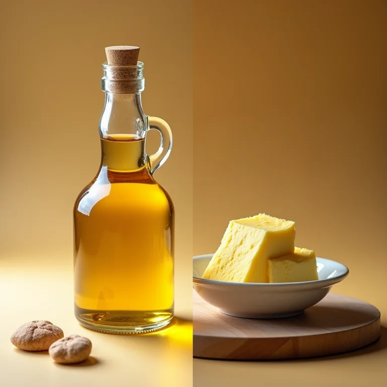 Óleo e manteiga lado a lado para receita de bolo