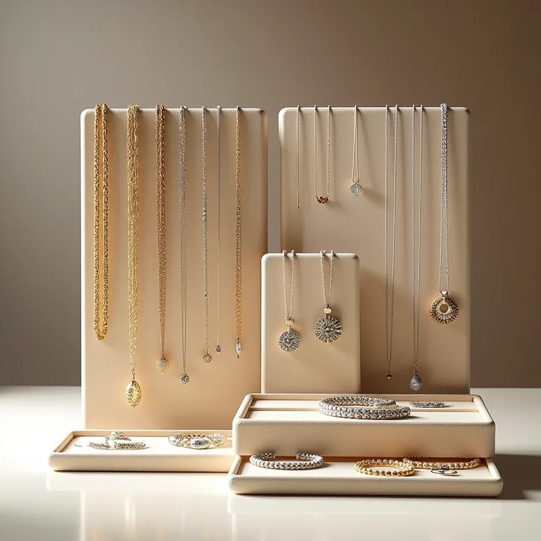 Organização de colares de diferentes tamanhos e estilos