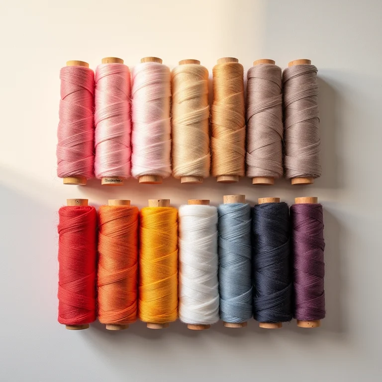 Paleta de cores de linhas de costura de algodão e poliéster