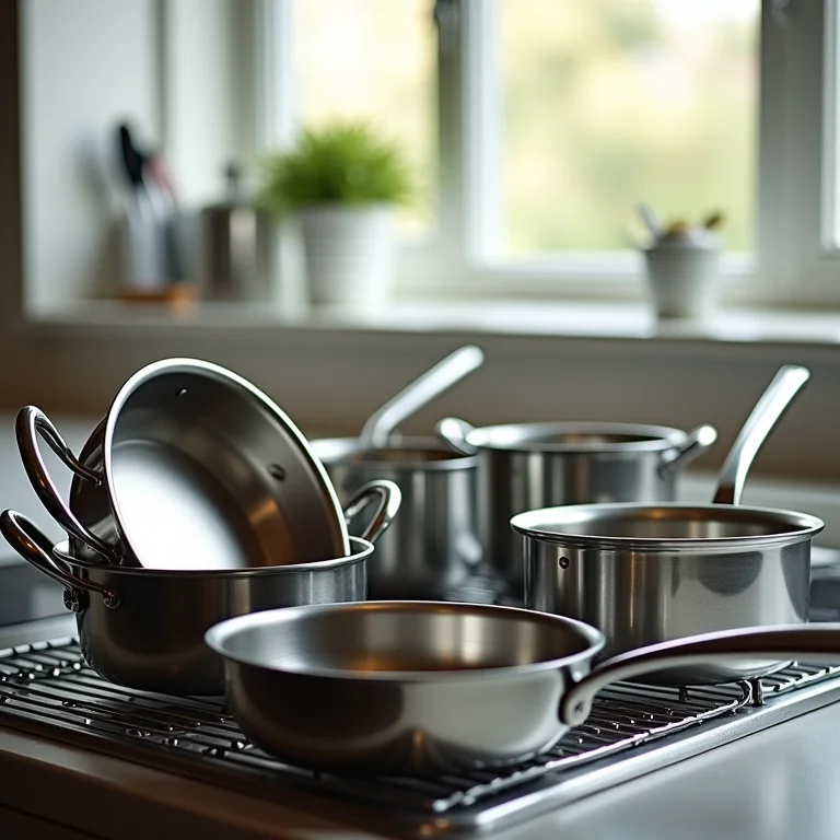 Panelas limpas e secas prontas para organizar.
