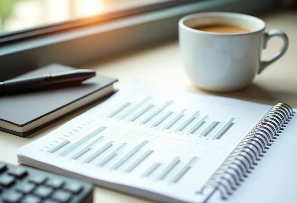 Planilha de gastos no Excel: o guia SIMPLES que você precisa Planilha de gastos no Excel aberta em uma mesa de trabalho minimalista.