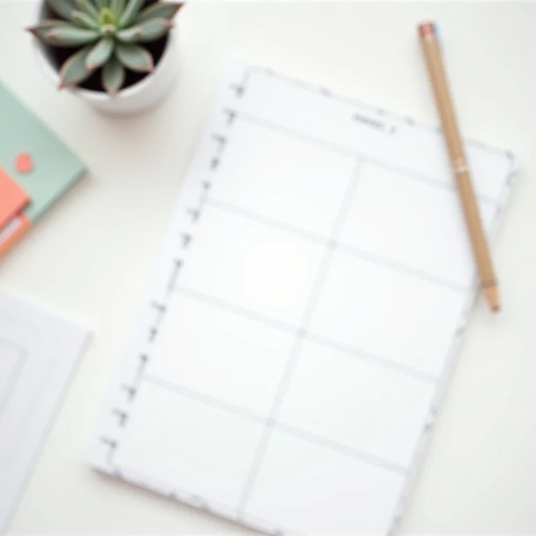 Planner semanal com acessórios de organização