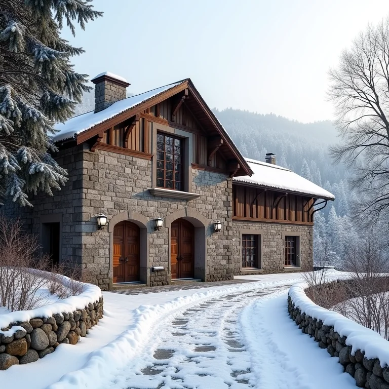 Prédio histórico com arquitetura tradicional em Campos do Jordão no inverno