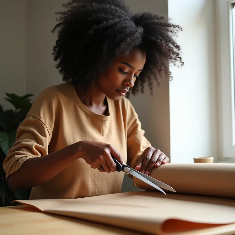 Preparando rolos de papel para criar porta-lápis