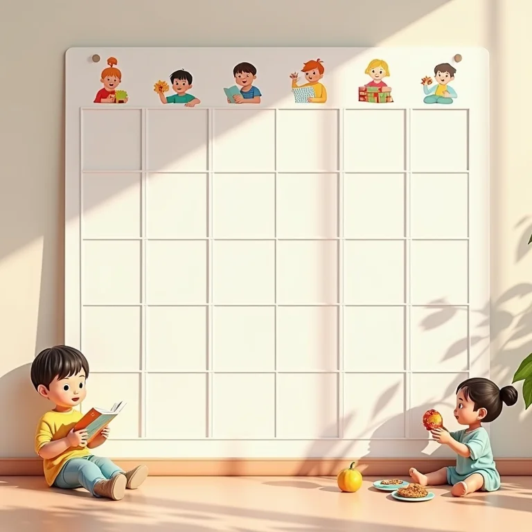 Quadro de horários para crianças com ilustrações de atividades divertidas.