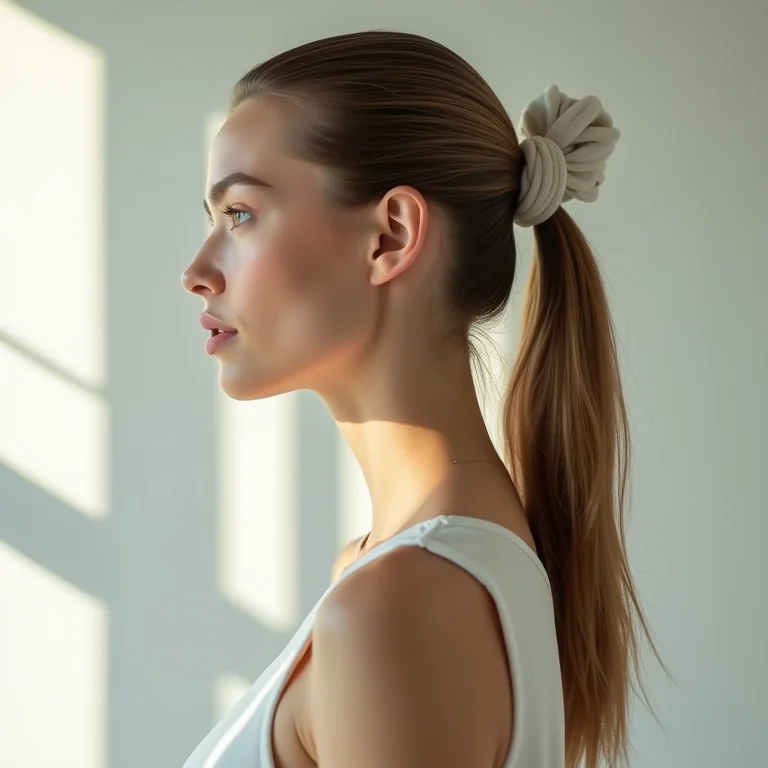 Rabo de cavalo moderno em cabelo médio