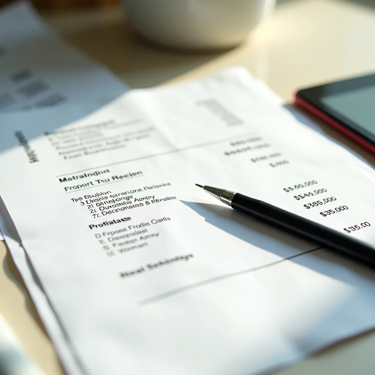 Recibos e contas espalhadas, representando despesas.