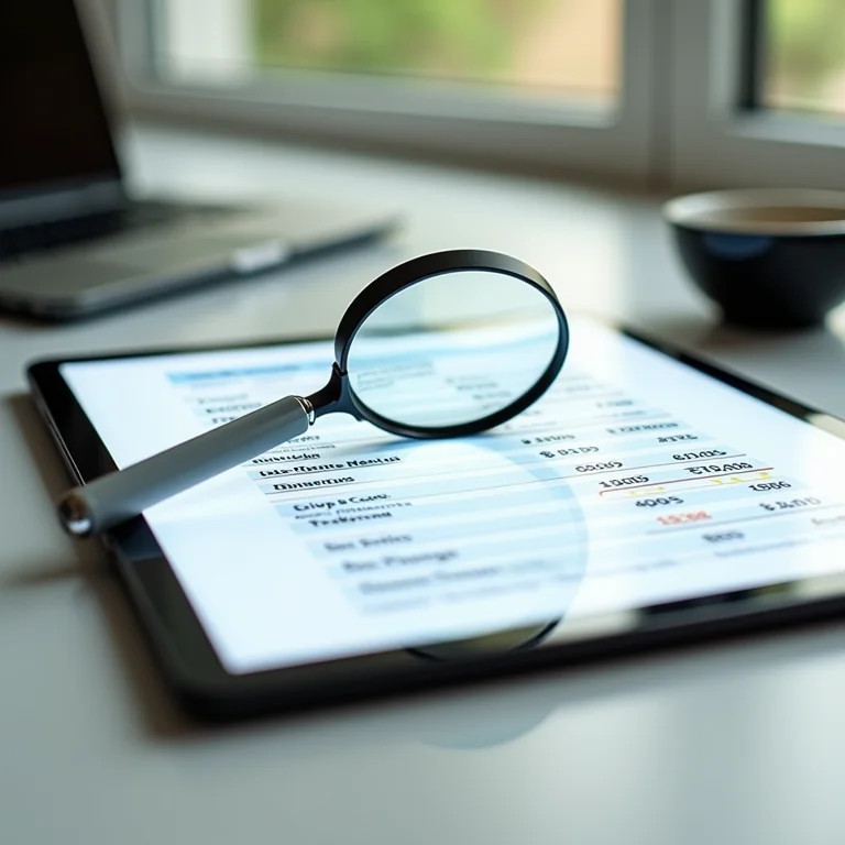 Relatório de score de crédito exibido em um tablet