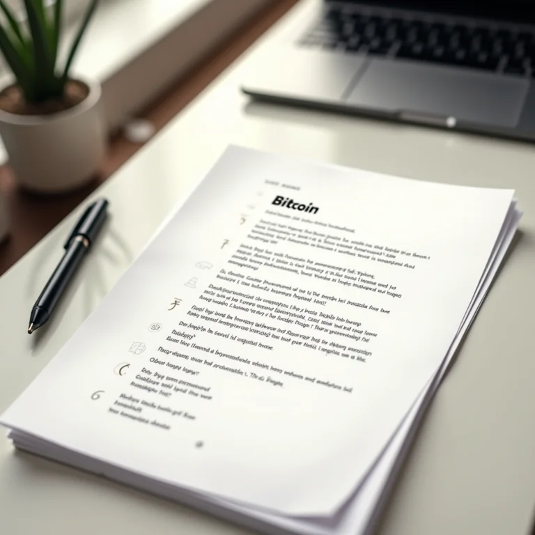 Representação minimalista do whitepaper do Bitcoin.