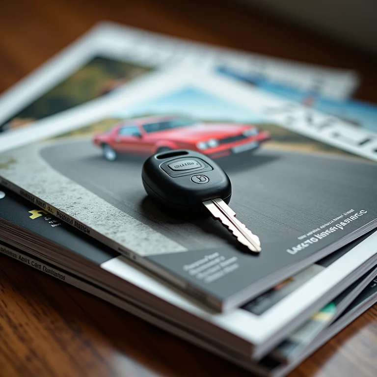 Revistas e materiais sobre carros empilhados.