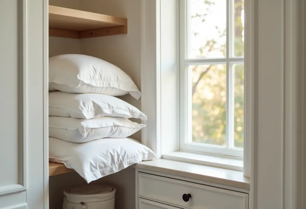 Roupa de Cama de Casal: 7 Truques para um Armário Impecável Roupa de cama de casal organizada em armário