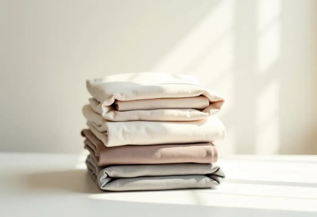 Roupas de viscose com elastano dobradas