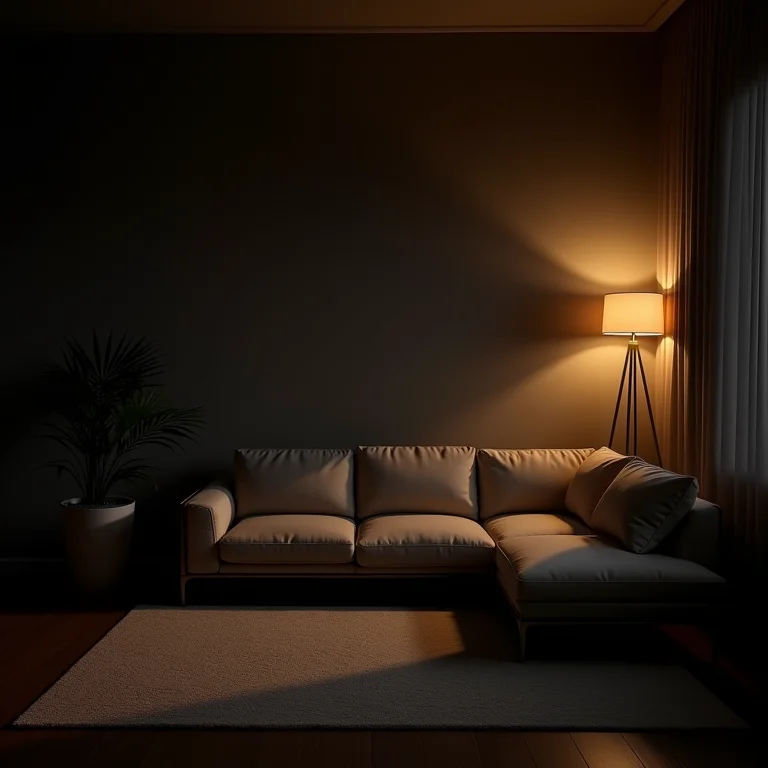 Sala de estar com iluminação inadequada
