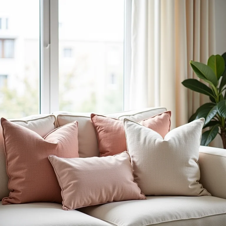 Sala decorada com almofadas sem costura
